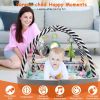 4 In 1 Baby Gym Play Mat Ball Pit Baby Lounger Safety Fence Tummy Time Mat Baby Activity Center with Pillow 18 Balls 9 Toys for 0-3 Years Old