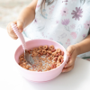 Bumkins Toddler Fork and Spoon Set, Stainless Steel & Silicone Utensils for Babies and Kids 18 Mos+ (Pink)