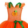 Children's Halloween Pumpkin Tutu Dress With 3-Pieces Jewelry
