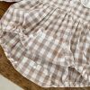 Baby Girl Plaid Graphic Lapel Design Long Sleeve Onesies
